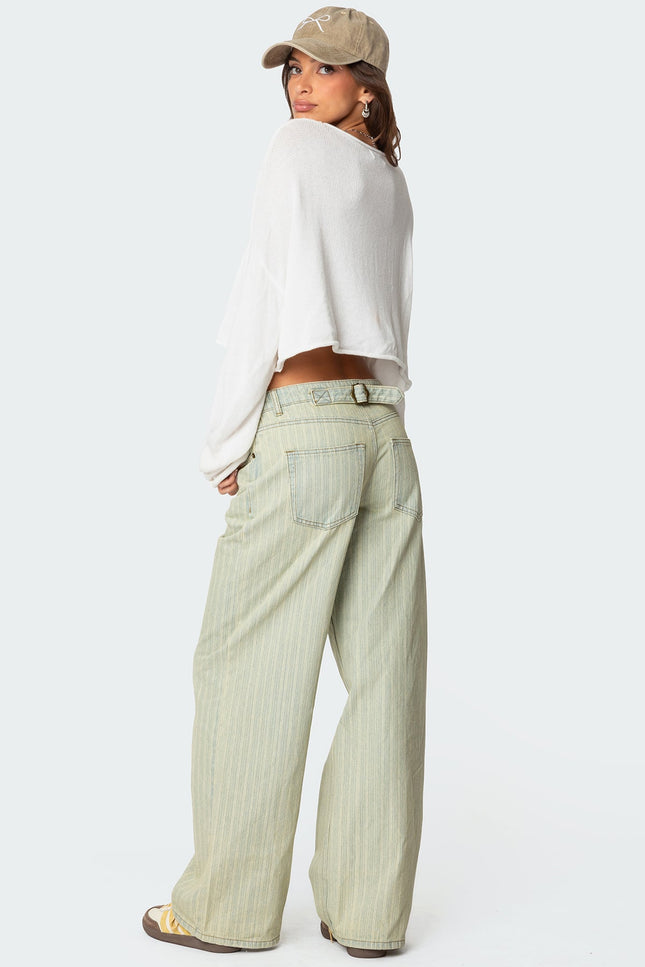 Lannah Textured Low Rise Baggy Jeans