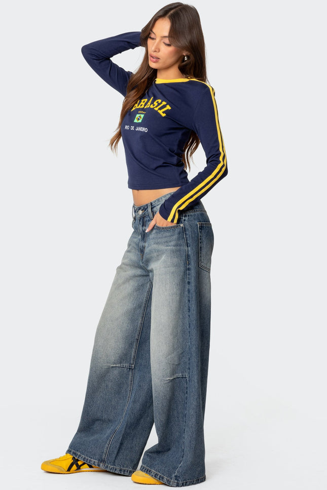 Brasil Embroidered Long Sleeve T Shirt