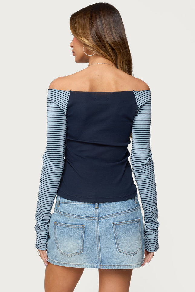 Rion Contrast Striped Off Shoulder Top