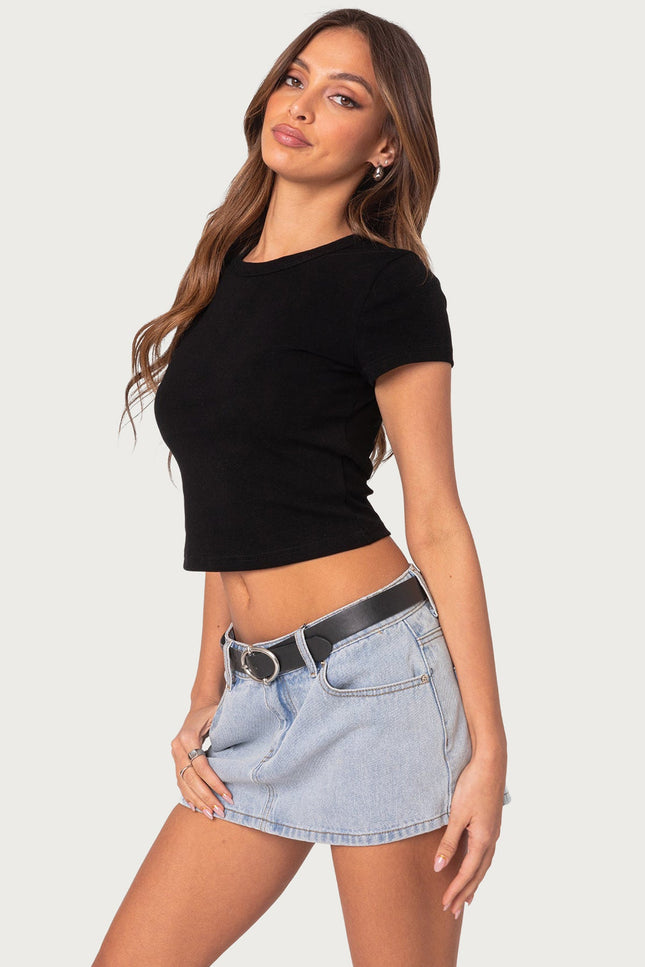 Better Basics Cropped T Shirt - Black