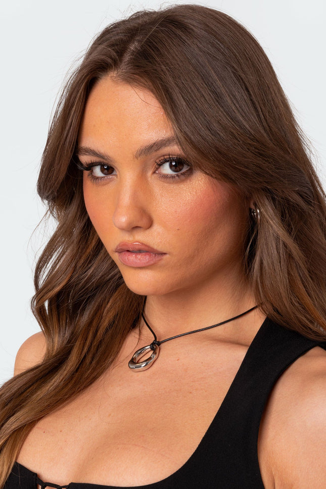 Hoop Cord Necklace - Silver