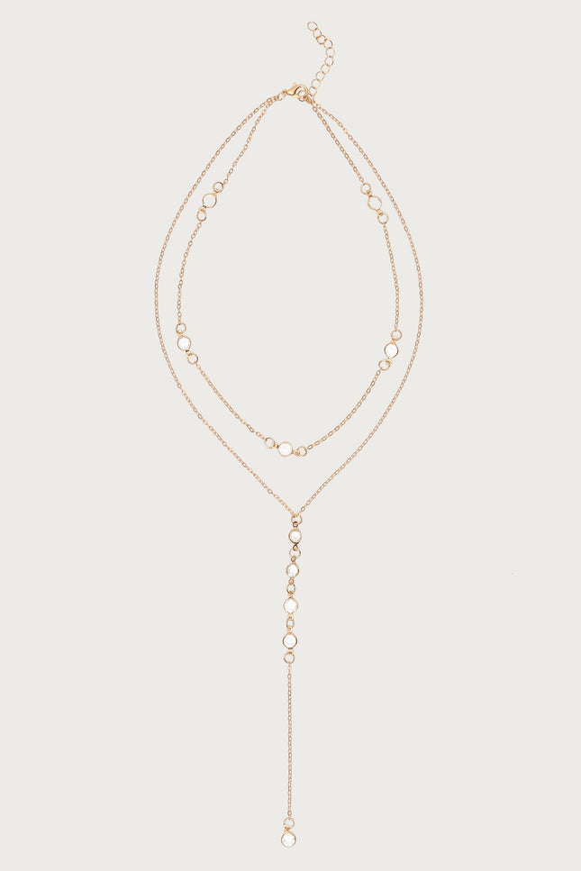 Stone Layered Cascading Necklace - Gold