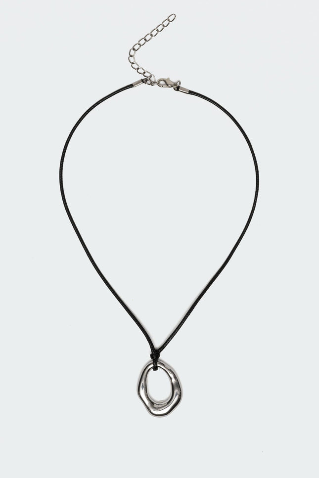 Hoop Cord Necklace - Silver