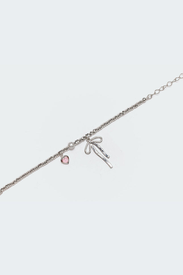 Bow Charm Bracelet - Silver
