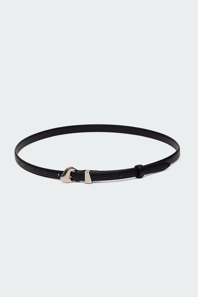 Abstract Buckle Faux Leather Belt - Black