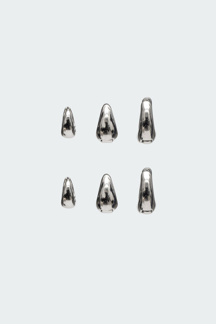 Chunky Hoop Earring Set - Silver