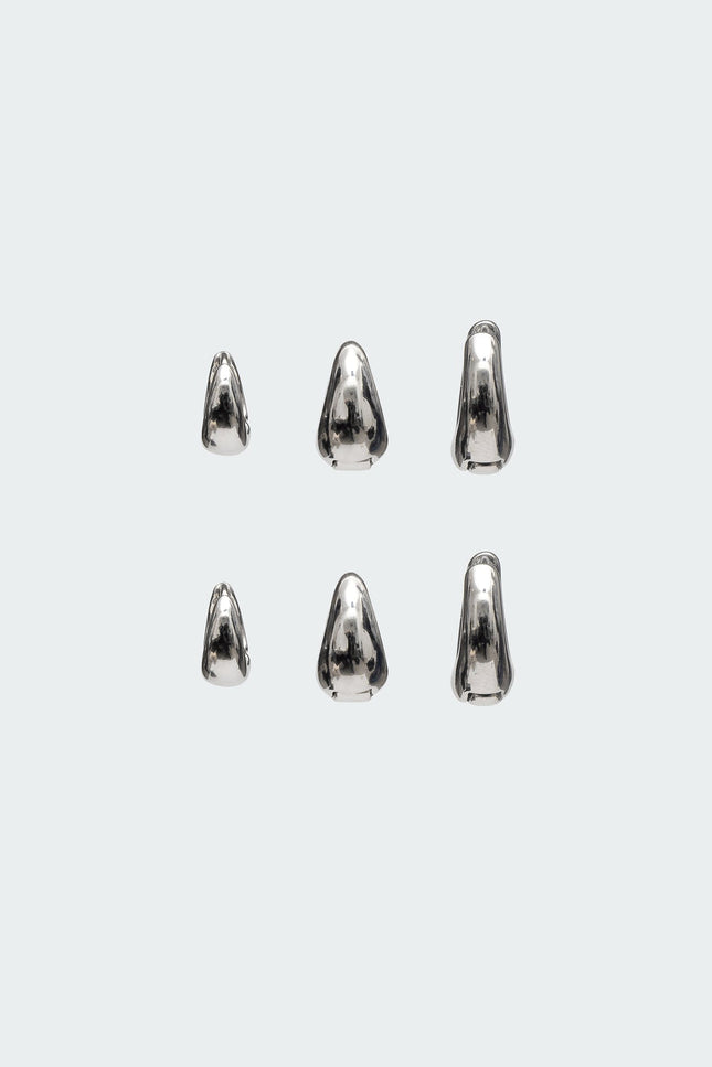 Chunky Hoop Earring Set - Silver
