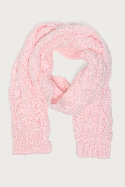 Cable Knit Scarf - Pink