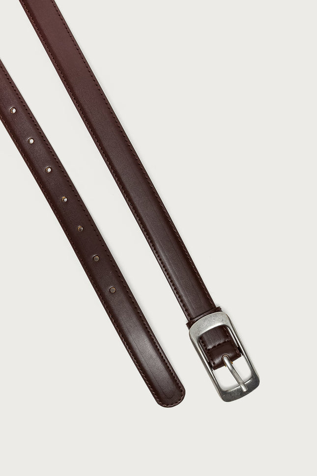 Buckle Babe Faux Leather Belt - Brown