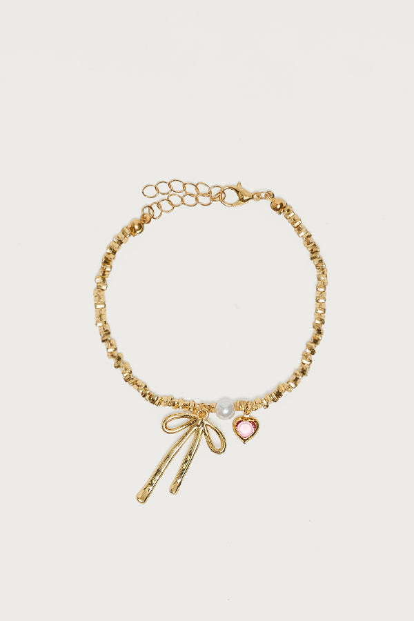 Bow Charm Bracelet - Gold