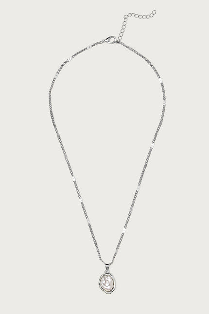 Pearl Pendant Necklace - Silver
