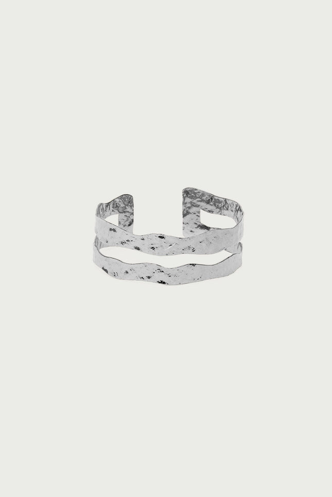Wavy Arm Cuff - Silver