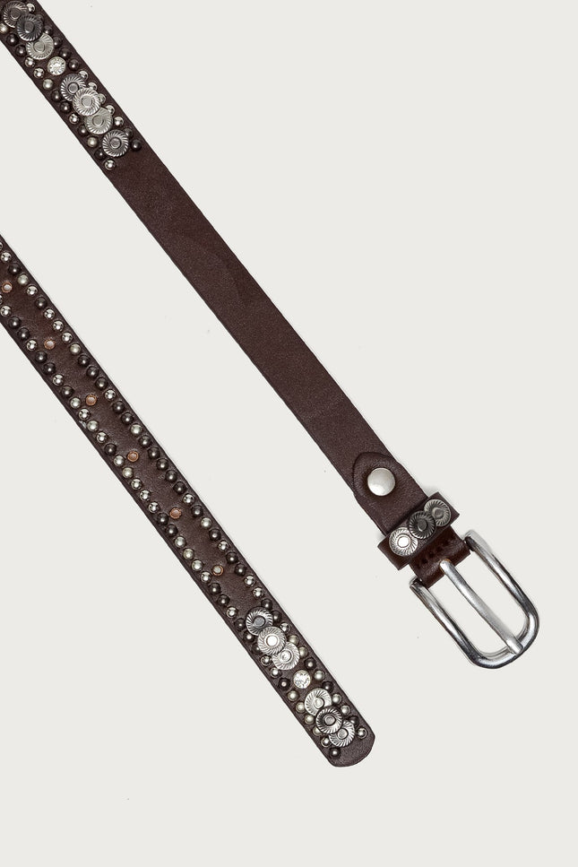 Get Studded Faux Leather Belt - Brown