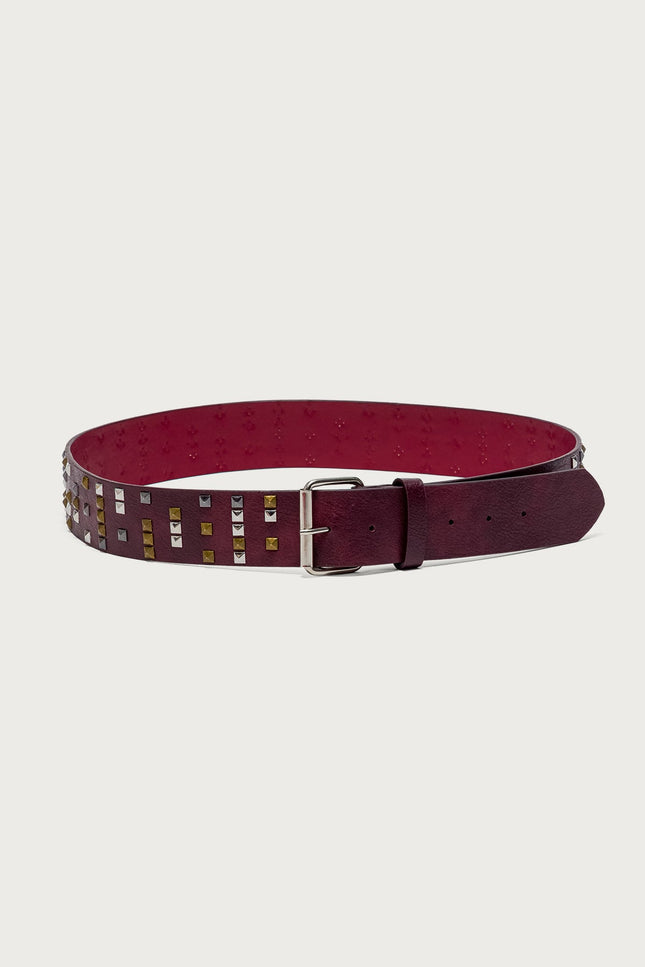 Get Studded Belt - Burgundy