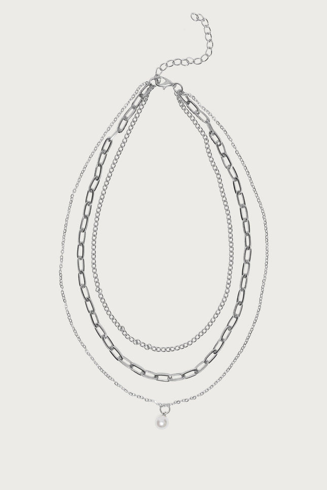 Pearly Necklace Set - Silver