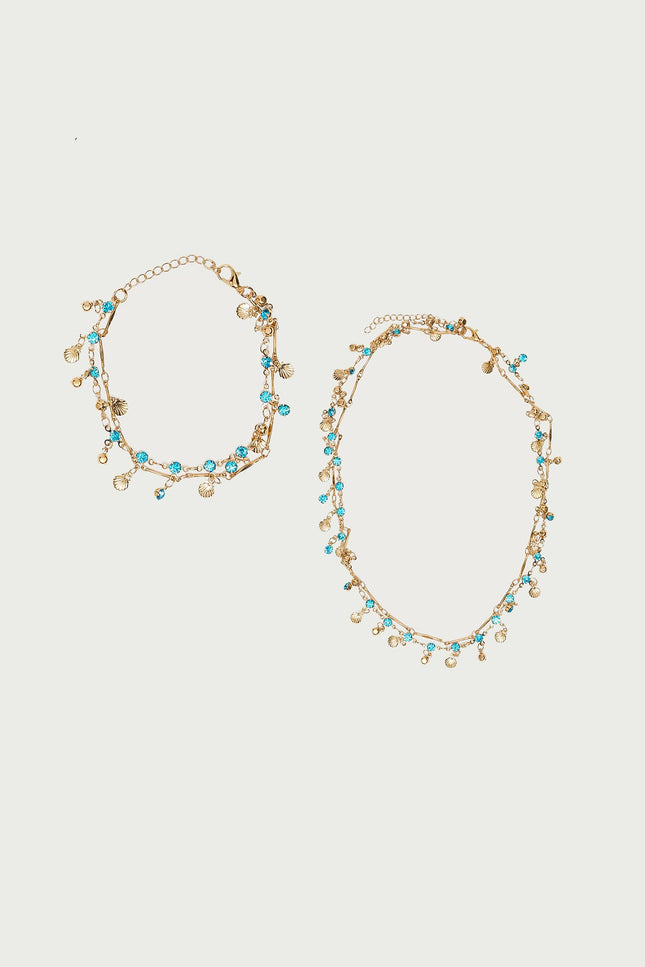 Sea Stone Necklace & Bracelet Pack - Gold