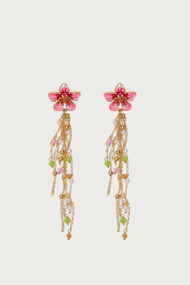Flower Beaded Dangle Earrings
