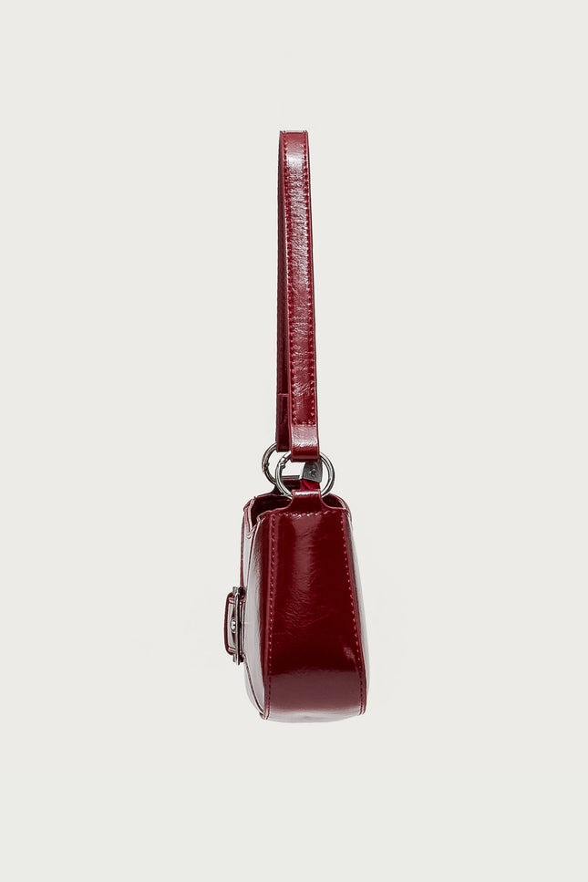 Buckle Up Faux Leather Bag - Burgundy