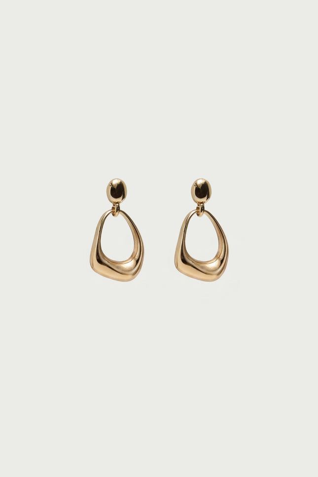 Abstract Oval Dangle Earrings - Gold