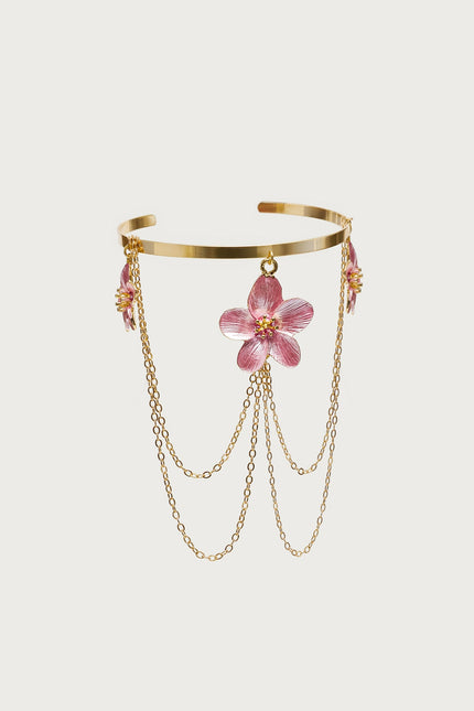 Tropical Flower Chain Arm Cuff - Pink