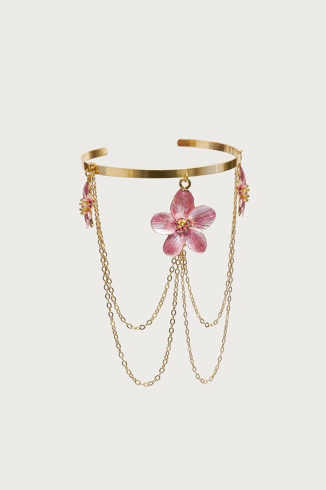 Tropical Flower Chain Arm Cuff - Pink