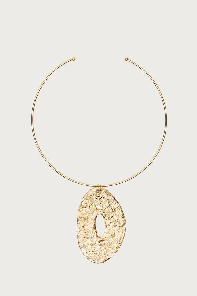 Abstract Pendant Cuff Necklace - Gold