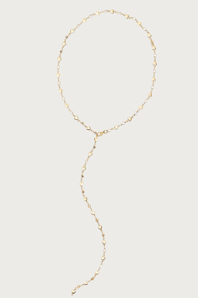 Heart & Diamond Cascading Necklace - Gold