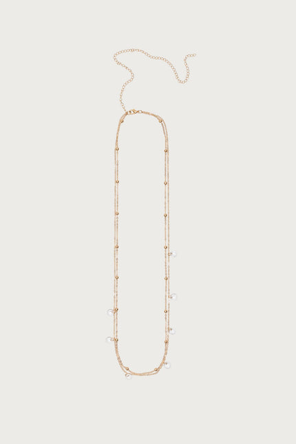 Gem & Bead Double Belly Chain - Gold