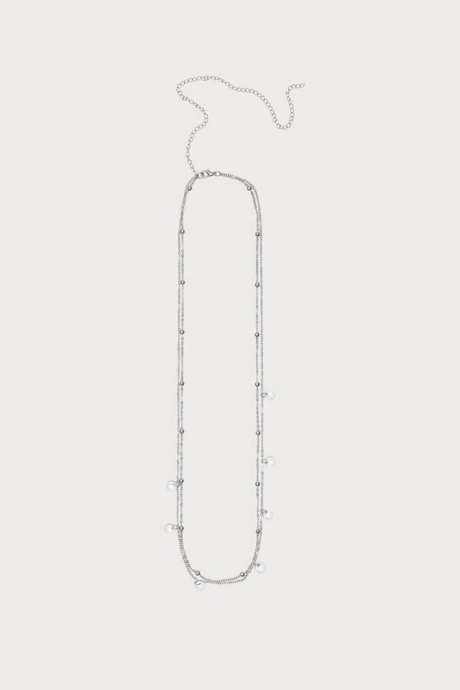 Gem & Bead Double Belly Chain - Silver