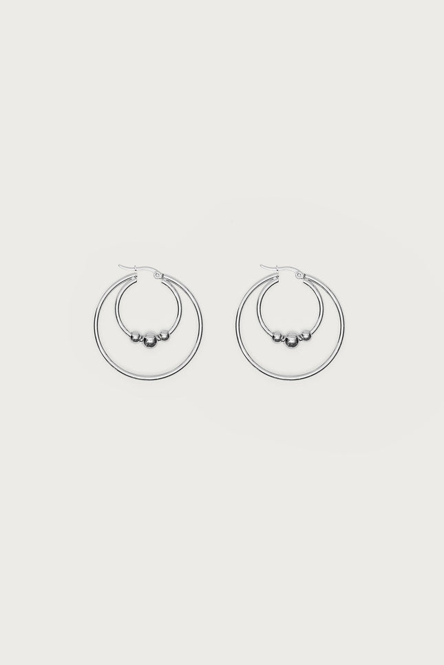 Double Hoop Earrings - Silver