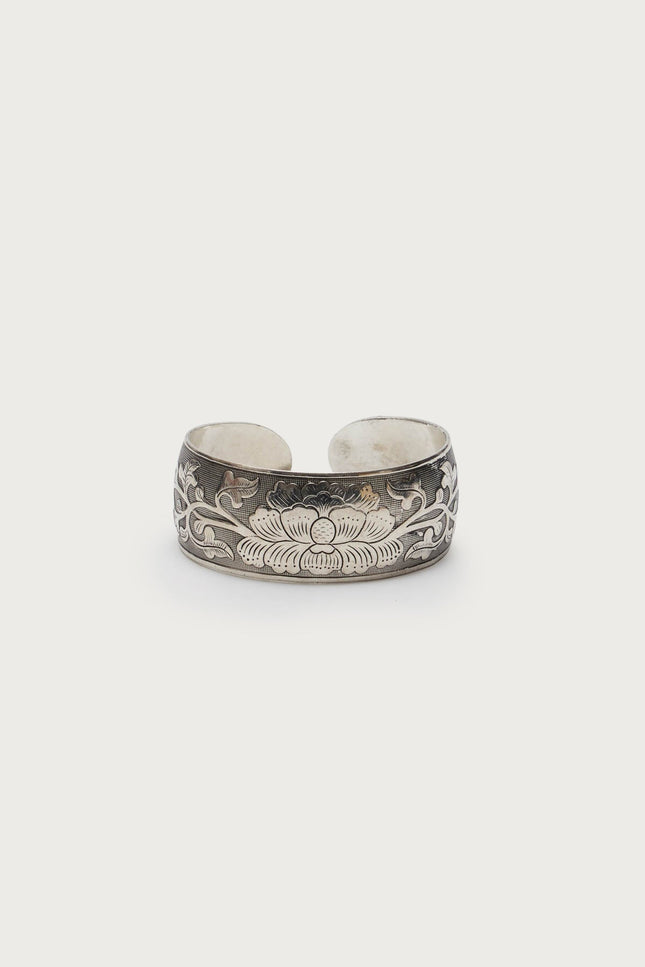Engraved Floral Bangle Bracelet