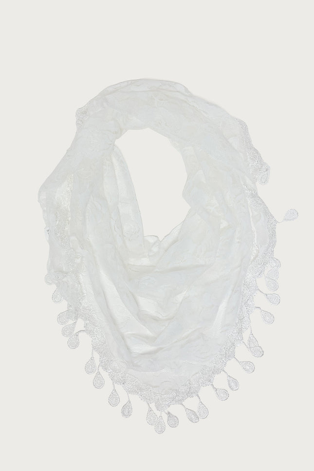 Lover Floral Sheer Lace Waist Scarf - White