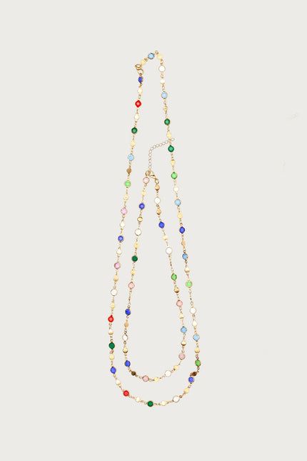 Cascading Gemstone Necklace Set - Gold