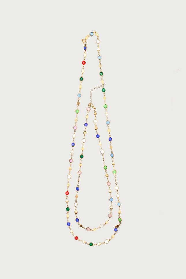 Cascading Gemstone Necklace Set - Gold