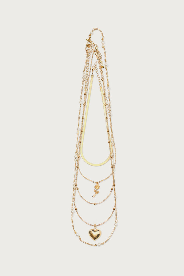 Major Love Heart Layered Necklace - Gold