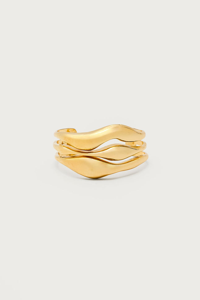 Abstract Stacked Arm Cuff - Gold