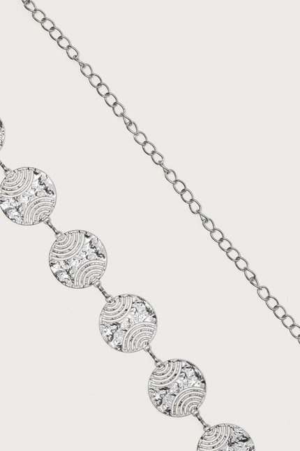 Textured Disc Chain Belt - Silver