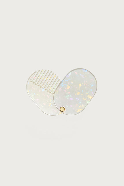 Compact Travel Comb & Mirror - Silver