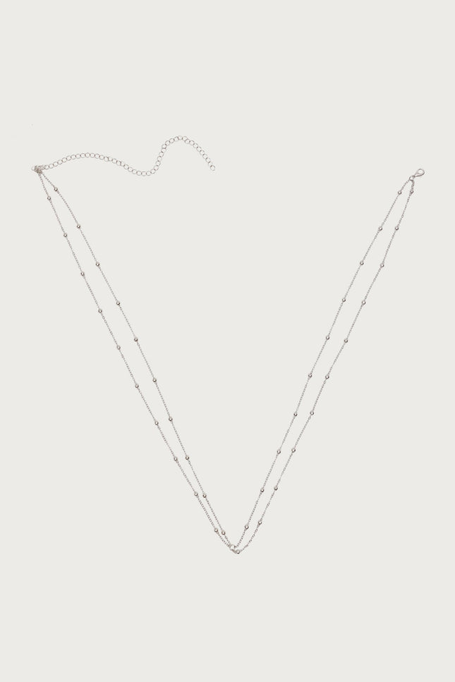 Bead Double Belly Chain - Silver