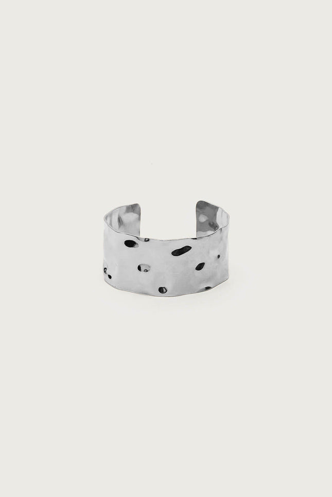 Hammered Look Arm Cuff - Silver