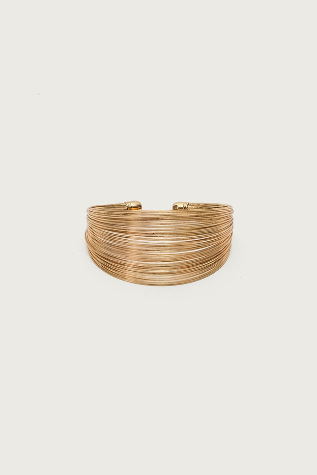 Layered Wire Cuff Bracelet - Gold