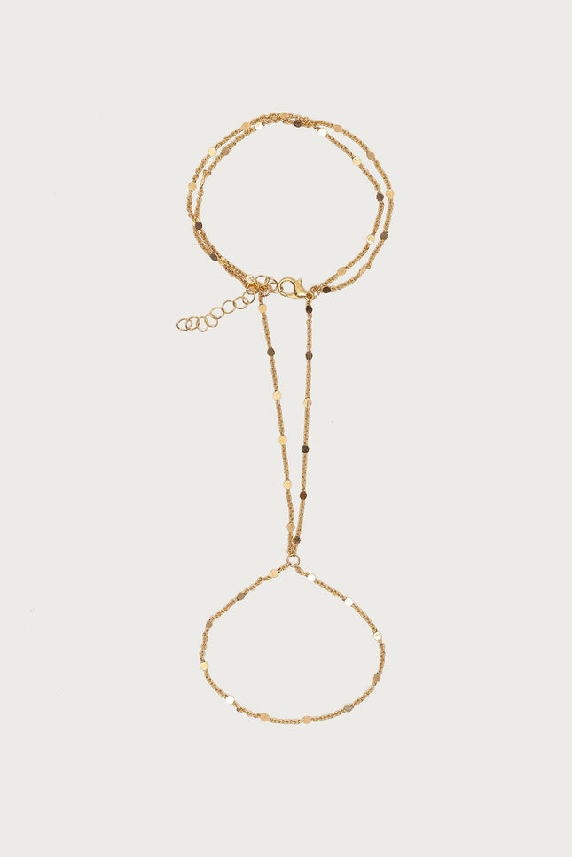 Dainty Disc Hand Chain - Gold