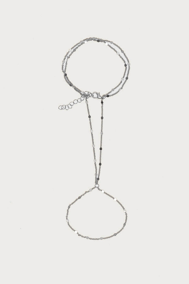 Dainty Disc Hand Chain - Silver