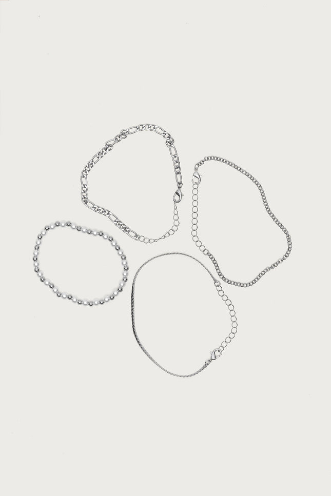 Mixed Chain Bracelet Pack - Silver