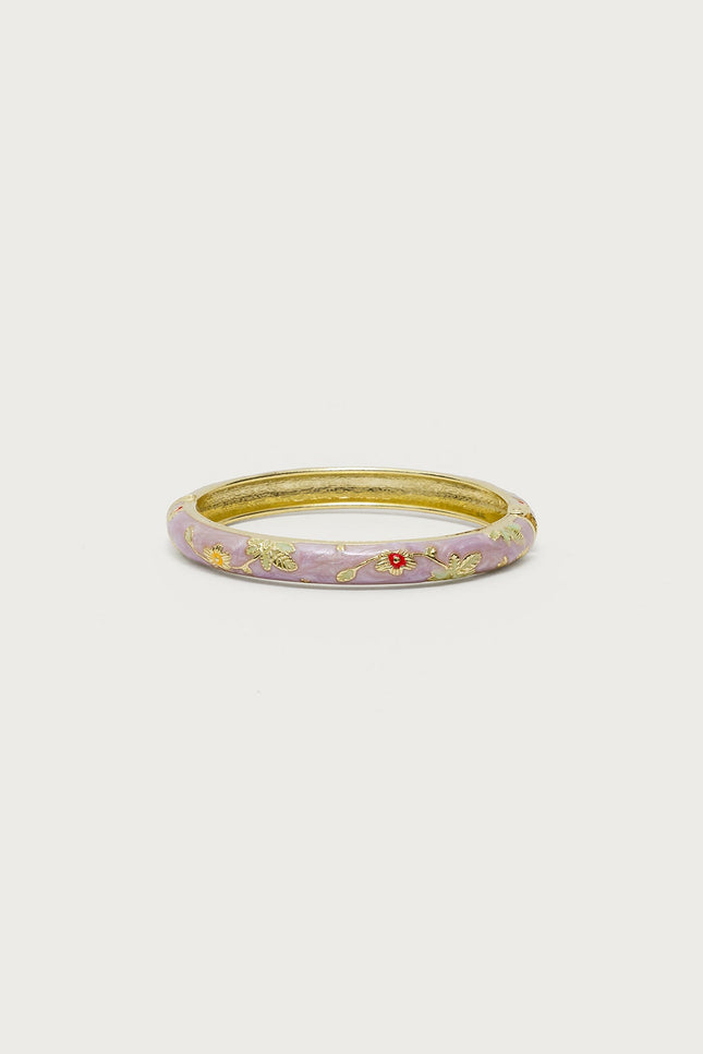 Vintage Floral Bangle Bracelet - Pink