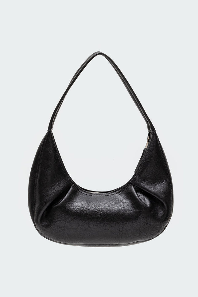 So Chic Faux Leather Shoulder Bag - Black