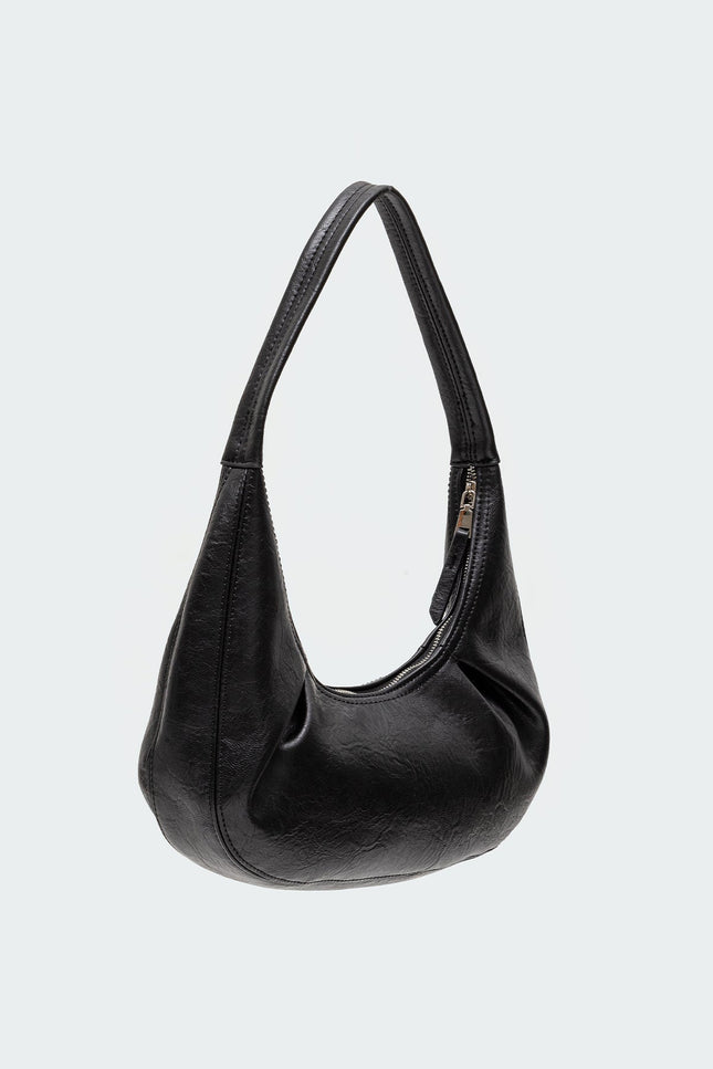 So Chic Faux Leather Shoulder Bag - Black