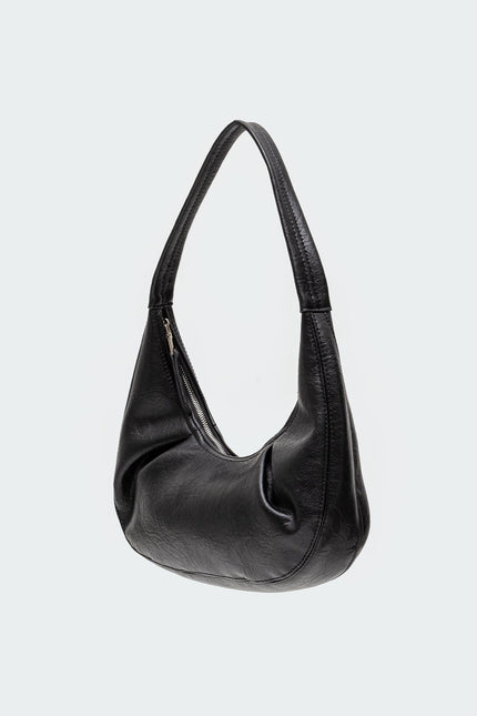 So Chic Faux Leather Shoulder Bag - Black