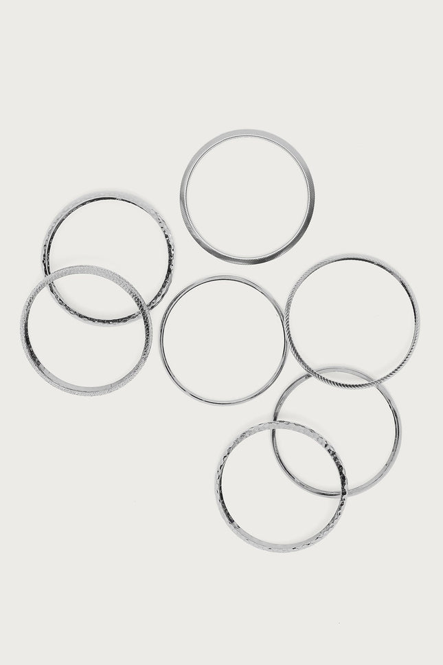 Boho Bangle Bracelet Pack - Silver