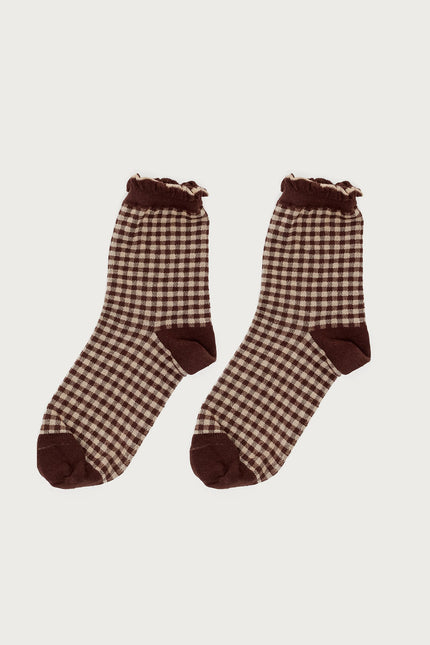 Frilled Gingham Socks